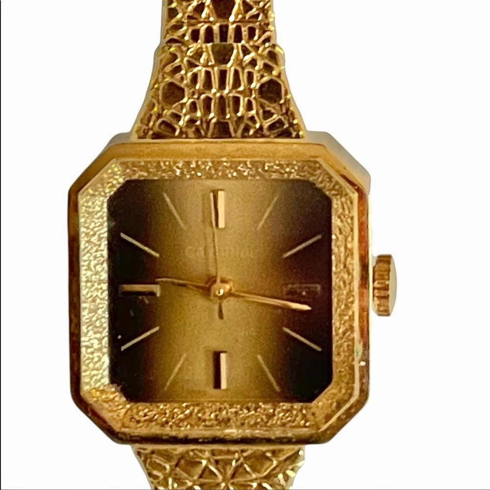 Vintage Cardinal Gold tone nugget square fancy face watch womens